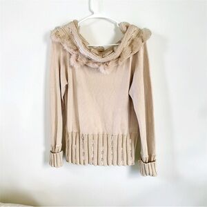 Vintage Y2K Faux Fur Off Shoulder Sweater